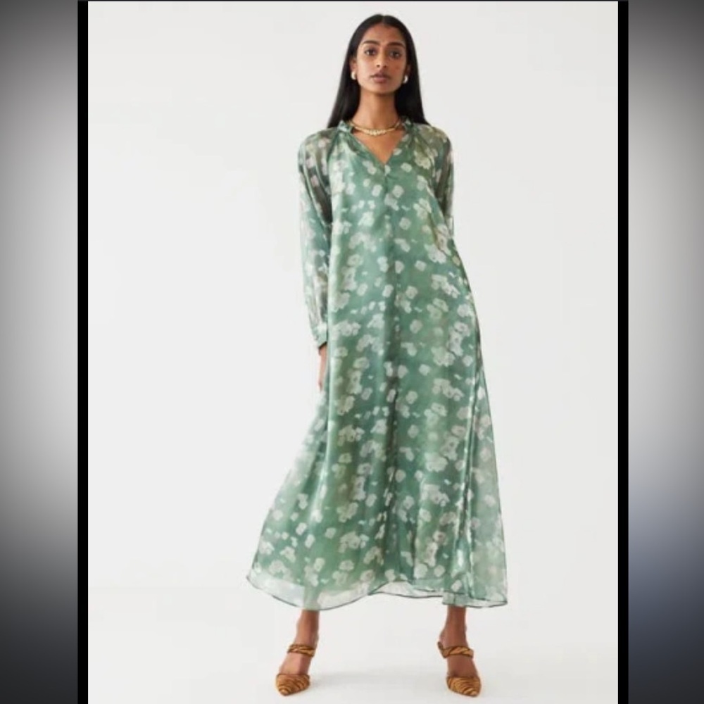 EDDY Caroline Dress In Green Blurry Magnolia - Picture 2 of 2